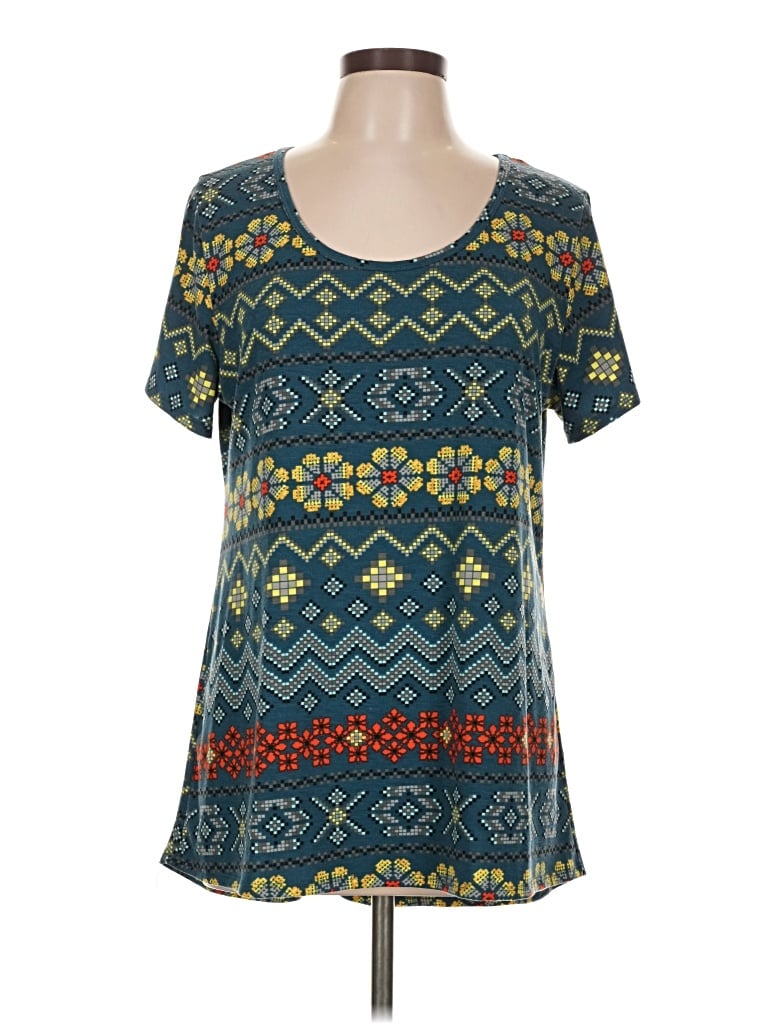 Pre-owned Lularoe Short Sleeve Top Teal Crew Neck Tops
