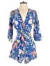 Yumi Kim 100% Silk Floral Blue Romper Size XS - photo 1