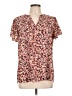 Maurices 100% Polyester Floral Pink Short Sleeve Blouse Size L - photo 1