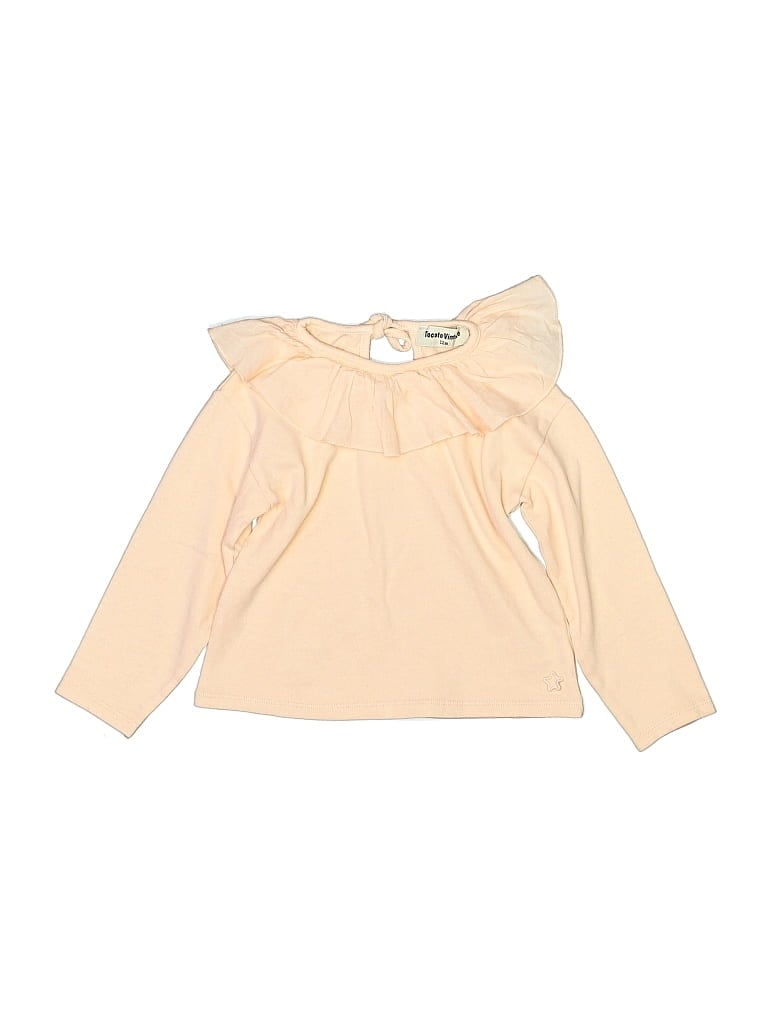 Pre-owned Tocoto Vintage Babies' Long Sleeve Top Ivory Ruffles Neckline Tops
