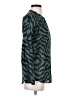 Monrow 100% Cotton Animal Print Teal Long Sleeve Button-Down Shirt Size XS - photo 4