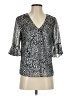 CeCe Animal Print Silver 3/4 Sleeve Blouse Size S - photo 1