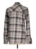 O'Neill 100% Polyester Plaid Gray Long Sleeve Blouse Size L - photo 2