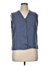 Halston Blue Sleeveless Button-Down Shirt Size 14 - photo 1
