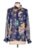Potpourri Designs 100% Polyester Floral Blue Long Sleeve Blouse Size L - photo 1