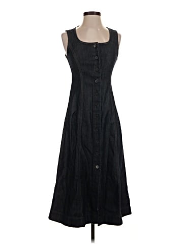 Madewell Airy Denim Squareneck Button-Front Midi Dress (view 1)
