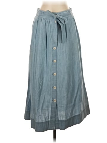 Madewell Tie Palisade Button-Front Midi Skirt in Chambray (view 1)