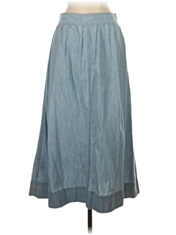 Madewell Tie Palisade Button-Front Midi Skirt in Chambray (view 2)