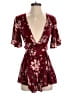 Assorted Brands 100% Rayon Floral Burgundy Romper Size XS - photo 1