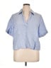J.Crew 100% Linen Blue Short Sleeve Blouse Size XL - photo 1
