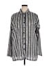 POINT ELEVEN CLASSICS 100% Polyester Chevron-herringbone Blue Ivory Long Sleeve Blouse Size 2X - photo 1