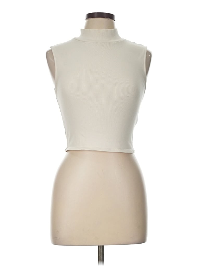 Pre-owned Zara Sleeveless Top Ivory High Neck Tops