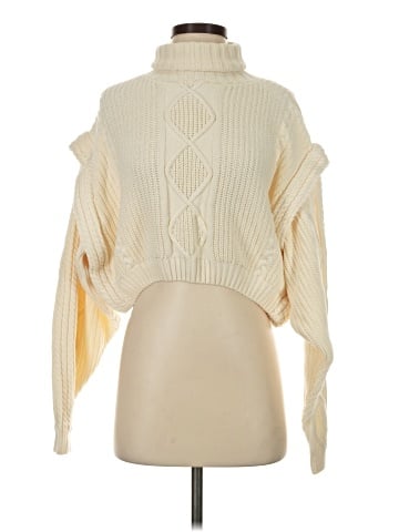 Bobbles & Lace Turtleneck Sweater (view 1)