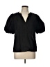 CeCe 100% Cotton Black Short Sleeve Blouse Size L - photo 1