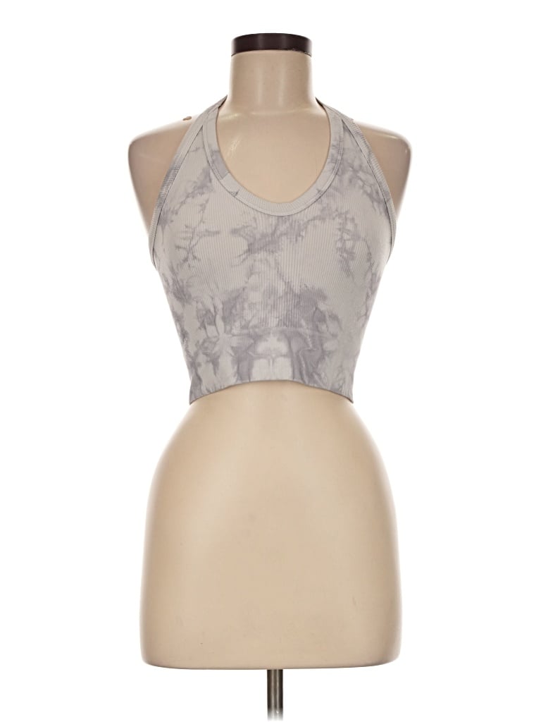 Pre-owned Aura Tank Top Silver Halter Neckline Tops