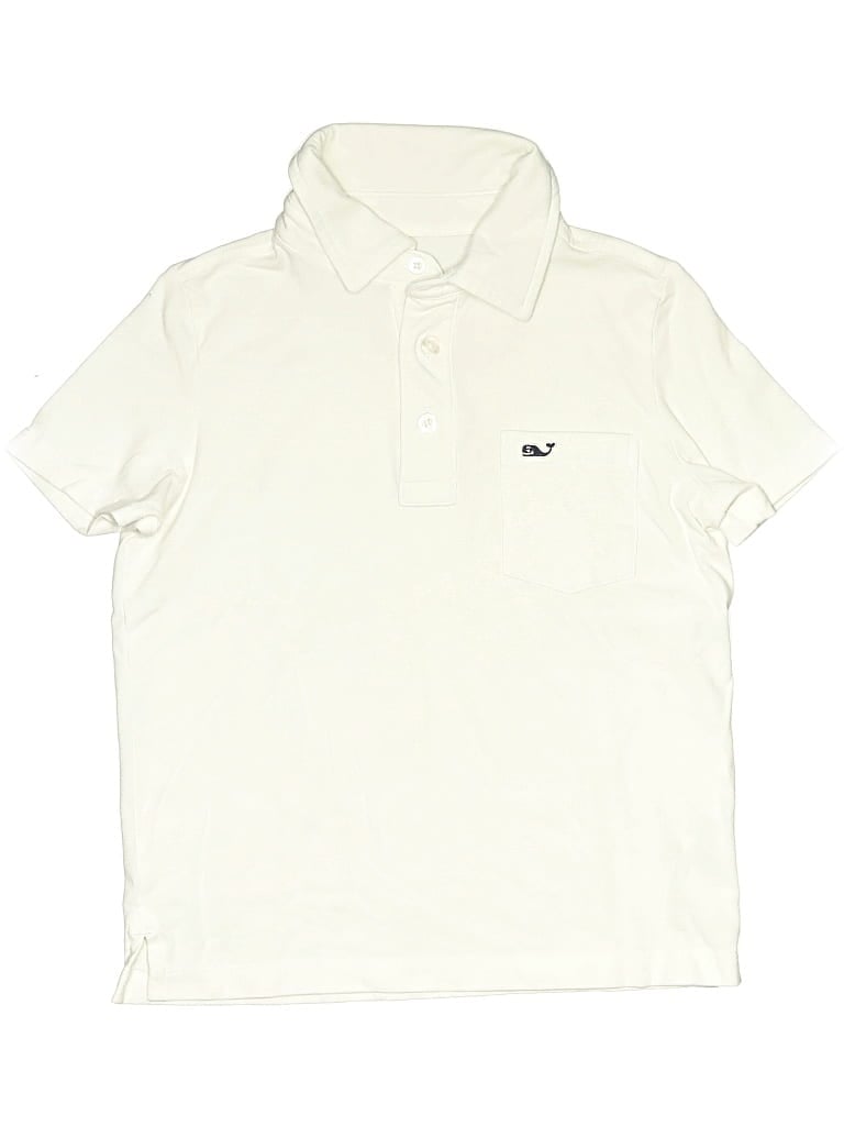 Pre-owned Vineyard Vines Kids' Short Sleeve Polo Shirt In Ivory