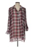 Bobeau 100% Polyurethane Plaid Burgundy 3/4 Sleeve Blouse Size L - photo 1