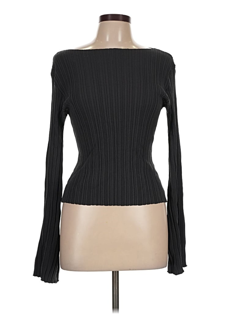 Pre-owned Miou Muse Long Sleeve Top Black One Shoulder Neckline Tops