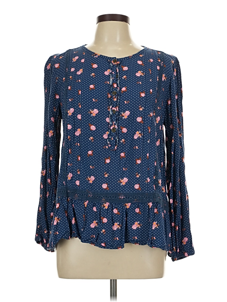 Pre-owned Matilda Jane Long Sleeve Henley Shirt In Blue