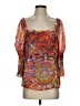 Ecru 100% Viscose Orange 3/4 Sleeve Blouse Size S - photo 1
