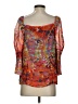 Ecru 100% Viscose Orange 3/4 Sleeve Blouse Size S - photo 2