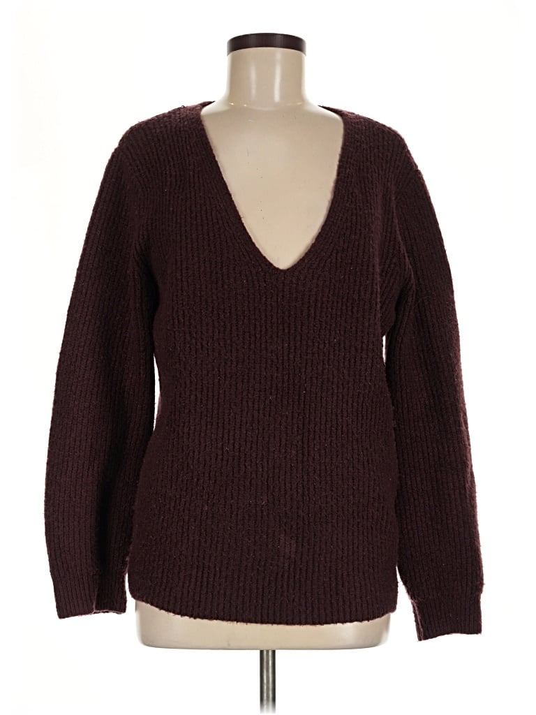 Pre-owned Halogen Pullover Sweater In Burgundy