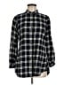 Love Notes 100% Cotton Plaid Black 3/4 Sleeve Button-Down Shirt Size M - photo 1