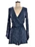 Peppermint 100% Rayon Chevron-herringbone Blue Romper Size Med - Lg - photo 1