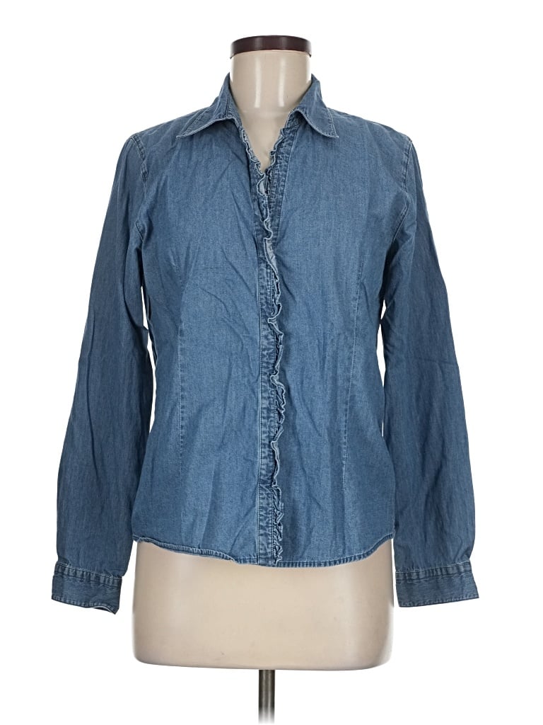 Pre-owned L.l.bean Long Sleeve Button Down Shirt In Blue