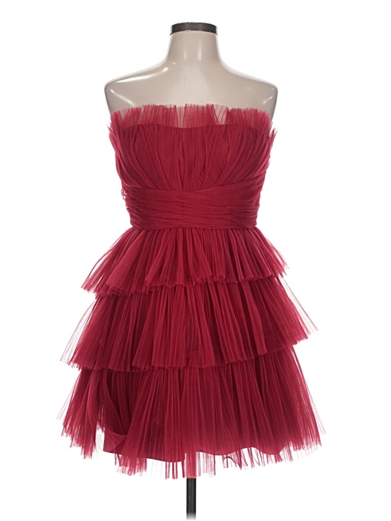 Bcbgmaxazria Sleeveless Top Red Strapless Neckline Tops