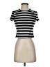 Reformation Stripes Silver Short Sleeve Turtleneck Size S - photo 1