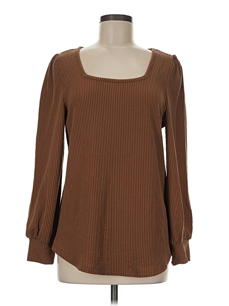 Pre-owned Dokotoo Long Sleeve Blouse In Brown
