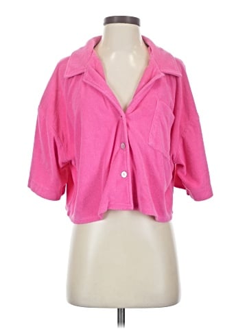 Aqua 3/4 Sleeve Button-Down Shirt (view 1)