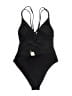 Shade & Shore Solid Black One Piece Swimsuit Size L - photo 2
