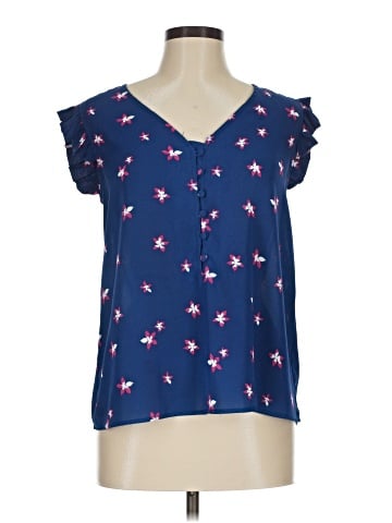 Aqua Short Sleeve Blouse (view 1)