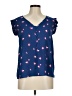 Aqua 100% Polyester Stars Blue Short Sleeve Blouse Size M - photo 1