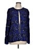 Papell Boutique Evening 100% Silk Blue Long Sleeve Silk Top Size L - photo 1