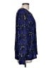 Papell Boutique Evening 100% Silk Blue Long Sleeve Silk Top Size L - photo 4