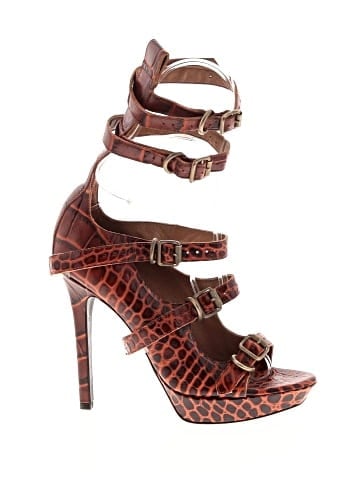 Vivienne Westwood SS14 Leather Embossed Buckle Carrie Sandals (view 1)