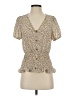 Sienna Sky 100% Polyester Tan Short Sleeve Blouse Size S - photo 1