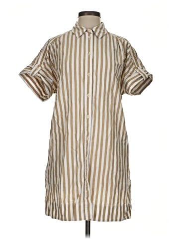 Madewell Collared Button-Front Mini Shirtdress in Stripe (view 1)