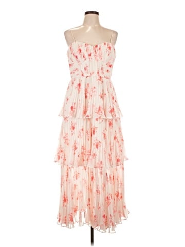 Self-Portrait Floral chiffon tiered midi dress (view 1)