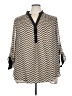Tacera 100% Polyester Chevron-herringbone Tan 3/4 Sleeve Blouse Size 3X - photo 1