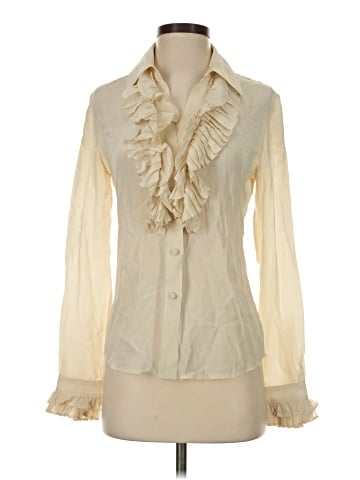 Theory Long Sleeve Silk Top (view 1)