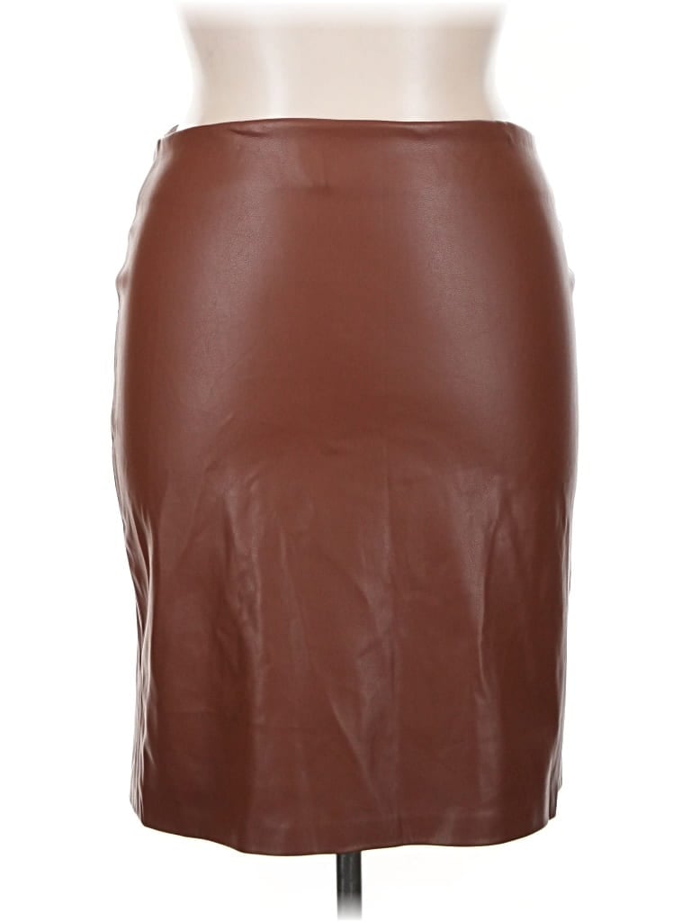 Pre-owned Enza Costa Faux Leather Skirt In Brown