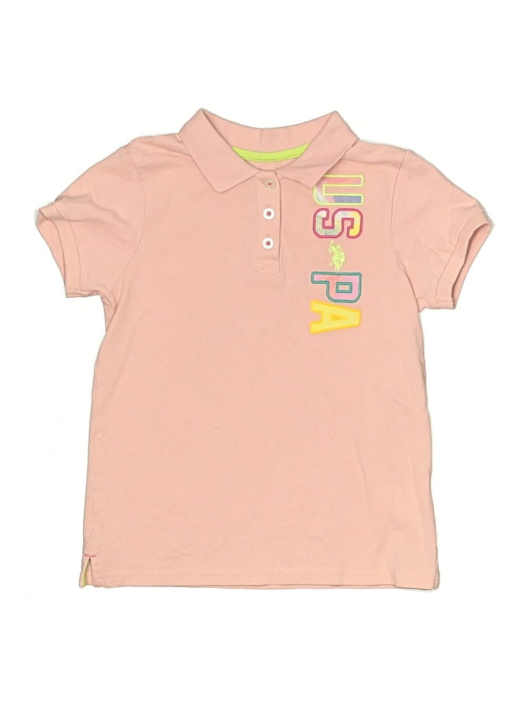 Pre-owned U.s. Polo Assn Kids' Short Sleeve Polo In Pink