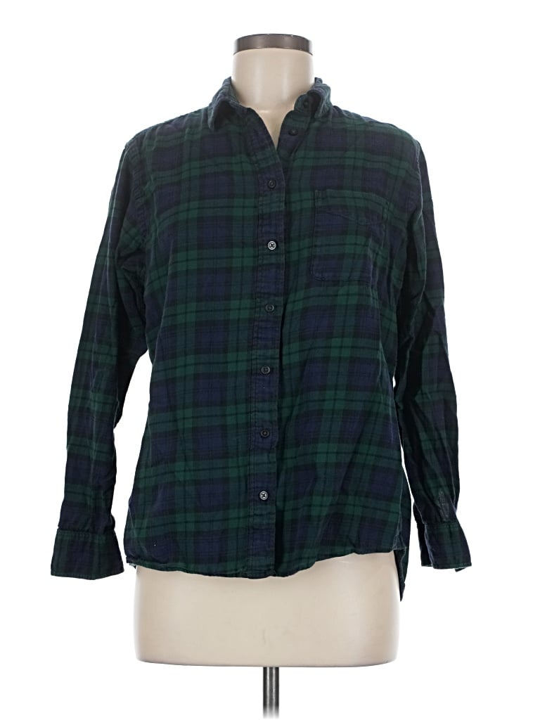 Pre-owned Uniqlo Long Sleeve Button Down Shirt In Green