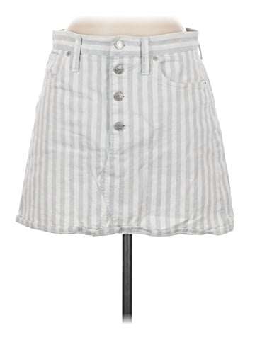 Madewell Stretch A-Line Mini Skirt in Pompano Stripe: Button-Front Edition (view 1)