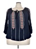 Solitaire 100% Rayon Blue 3/4 Sleeve Blouse Size 3X - photo 1