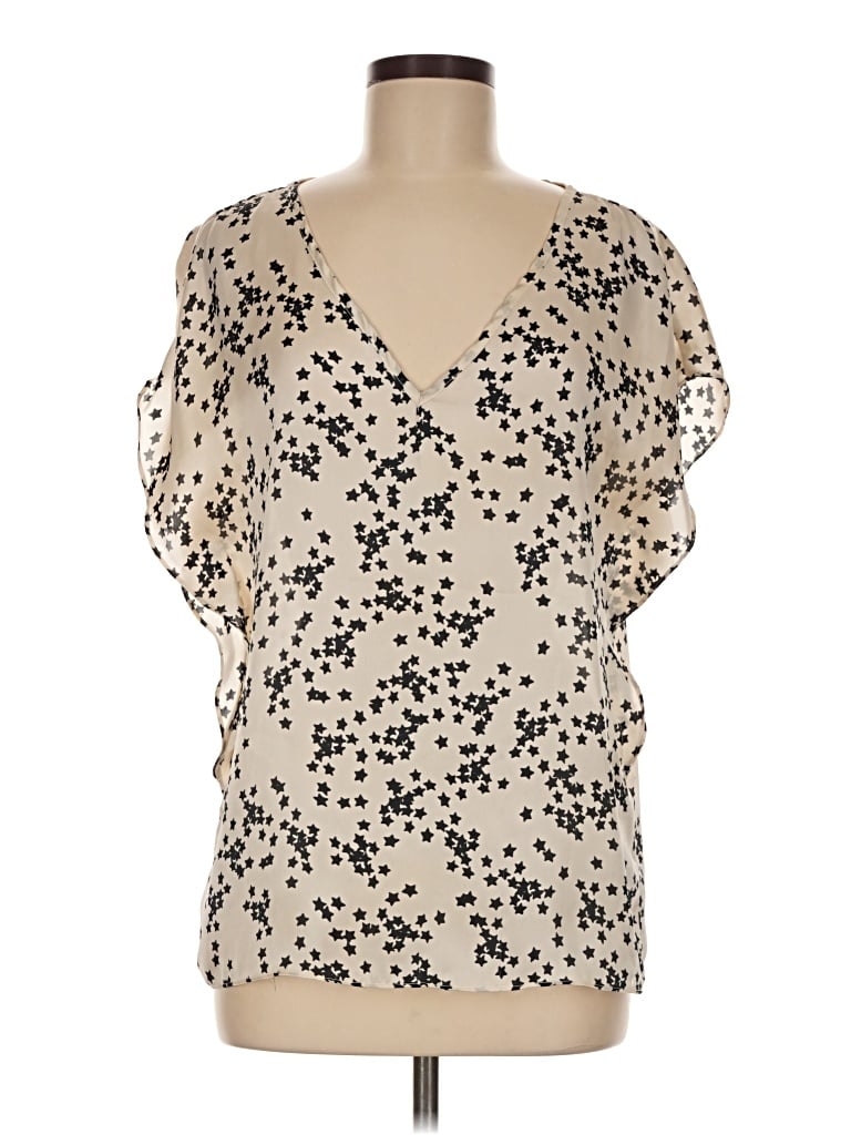 Pre-owned Zara Basic Short Sleeve Blouse In Tan